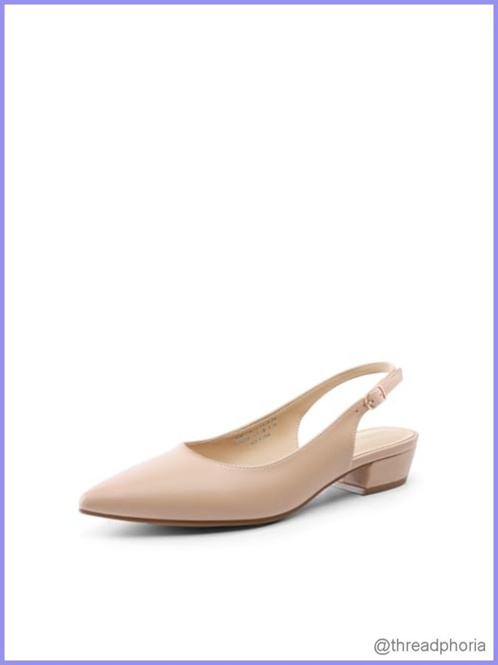 Faux Leather Slingback Low Block Heels Pointed Toe Pumps